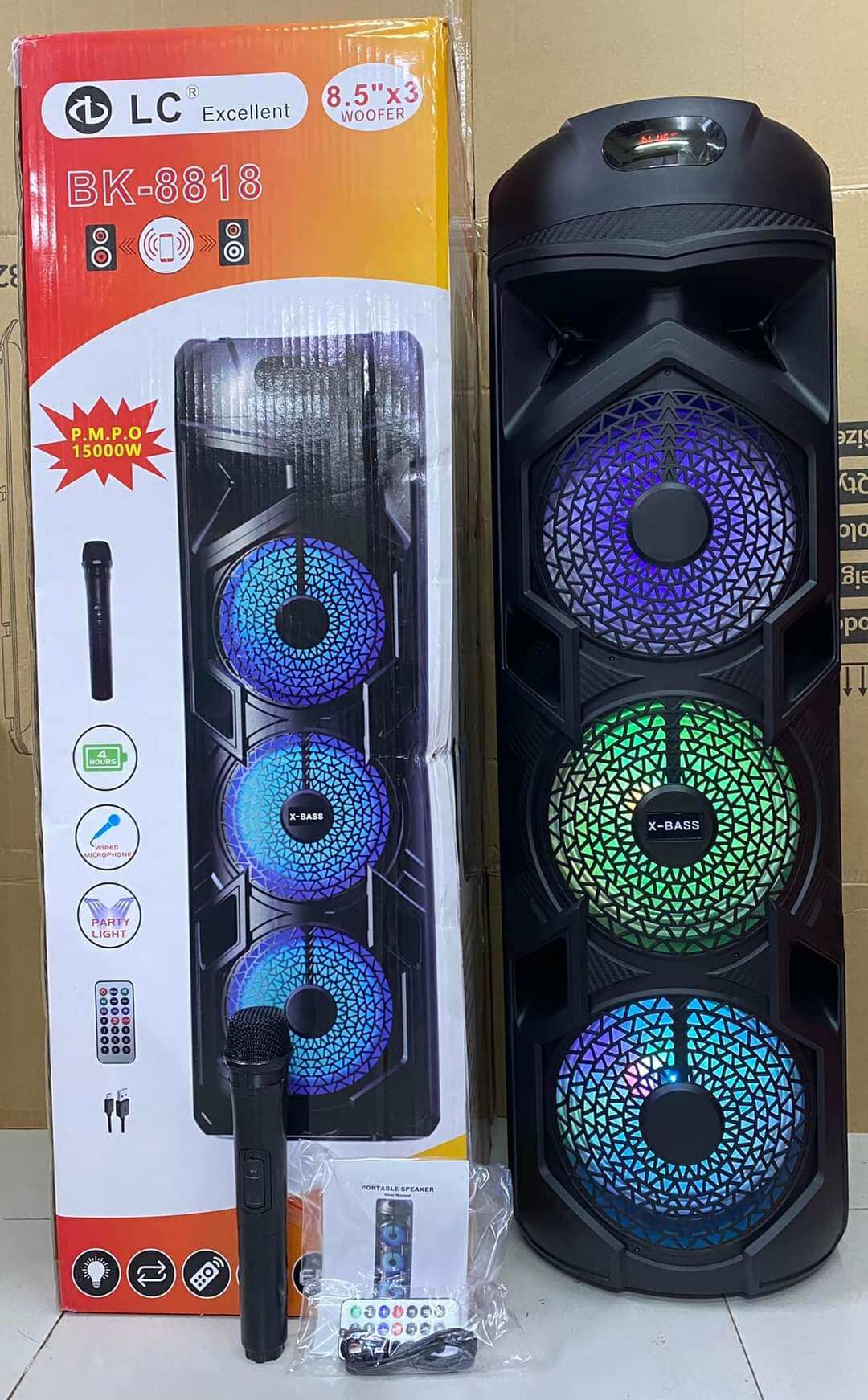37INCHES BIGGEST TRIPLE KARAOKE SUBWHOOPER BLUETOOTH SPEAKER AUX TREBLE
