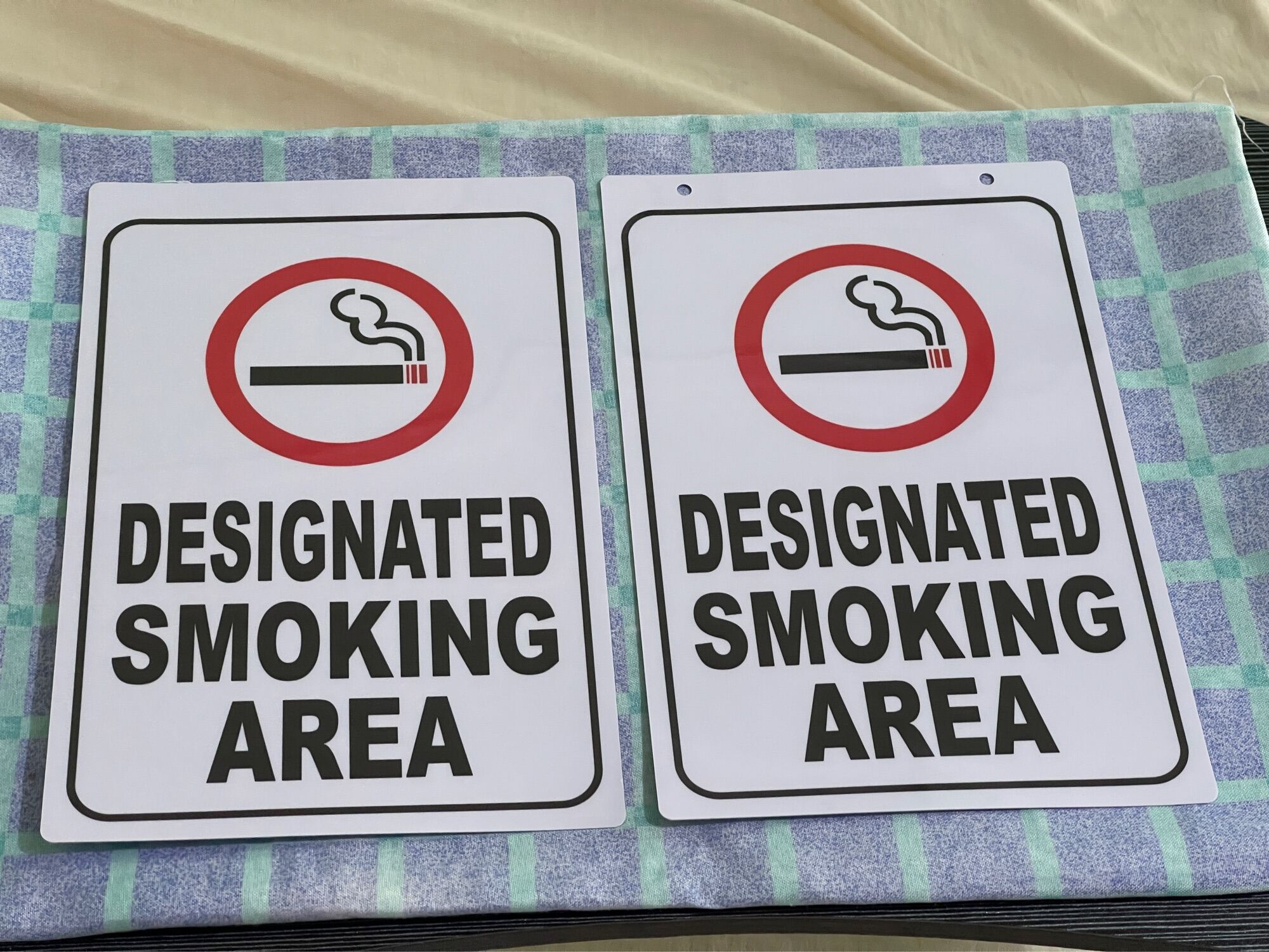 Designated smoking area Made PVC Plastic (like ATM and ID) 7.8x11