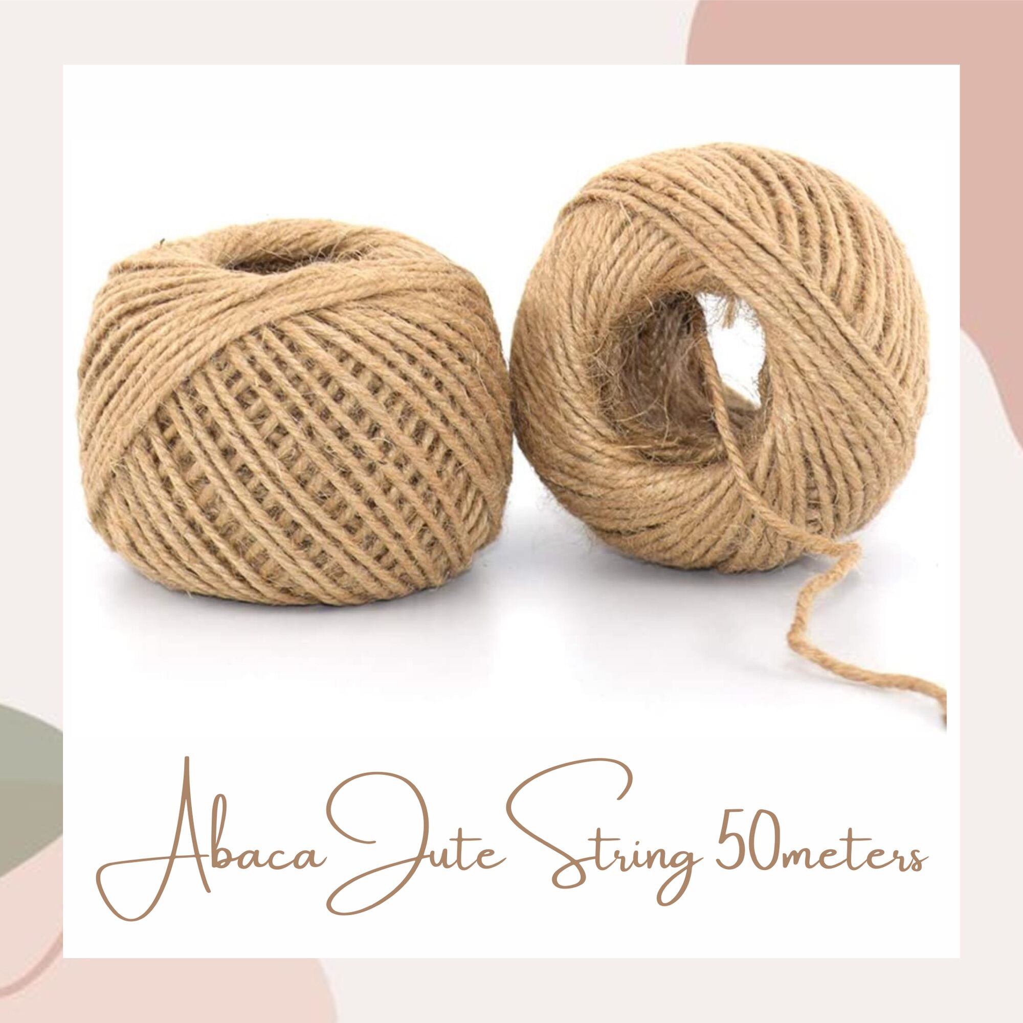 Natural Abaca Jute String Multi Use Gift Tags Tie Decoration 50meters