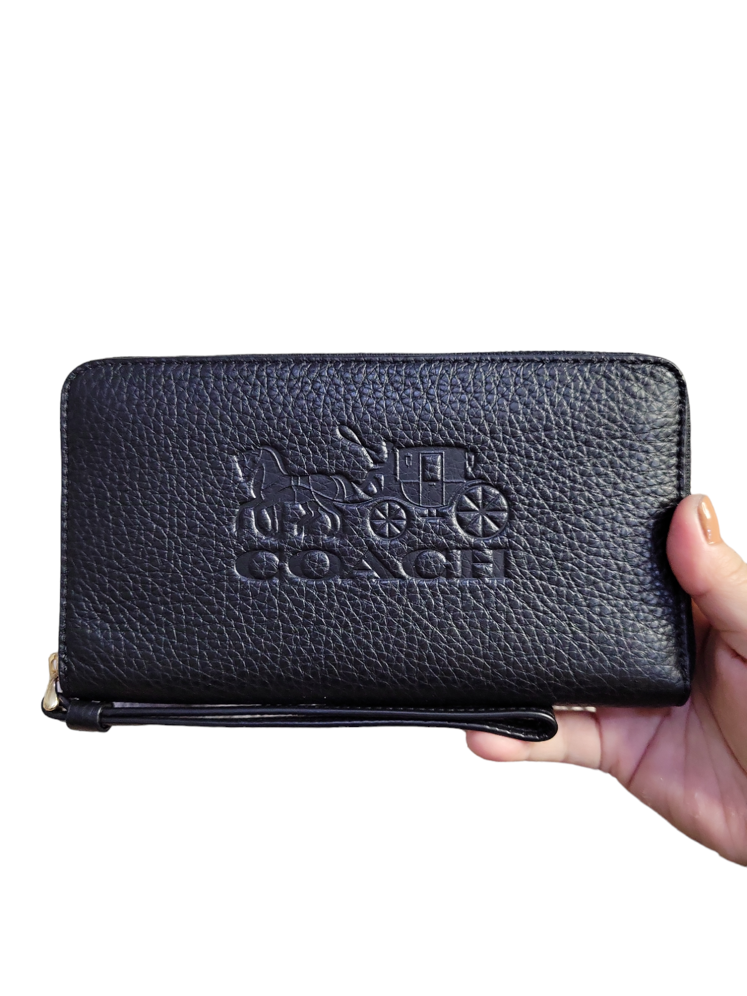 Coach (F75908) Pebbled Leather Large Phone Wristlet Wallet