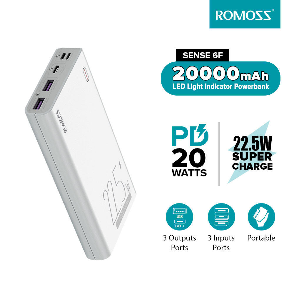 Romoss Sense 6F 20000mAh powerbank 22.5W Fast Charging Powerbank ...
