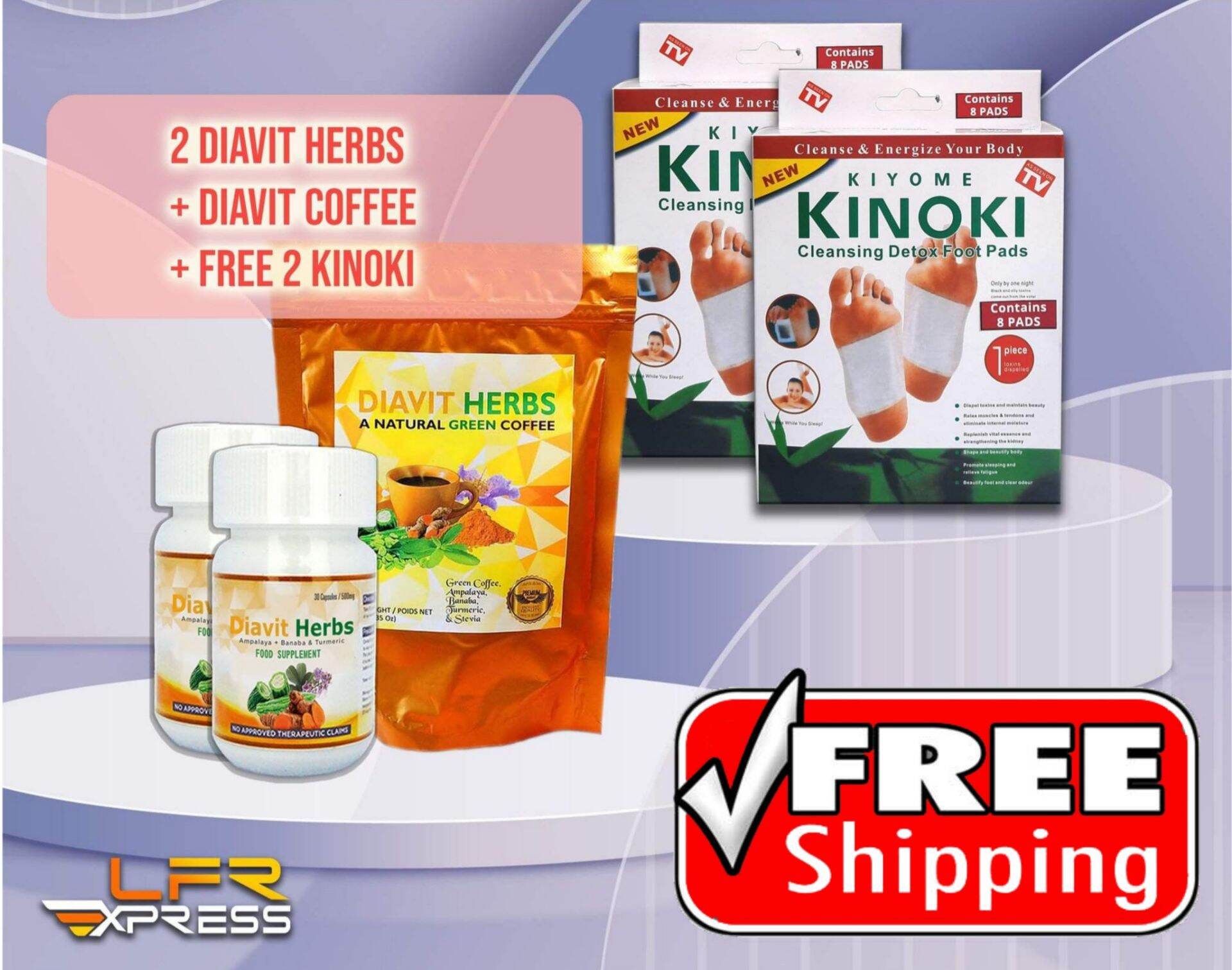 2 bottles Diavit Herbs, 1 pack coffee with Free Kinoki Free Shipping