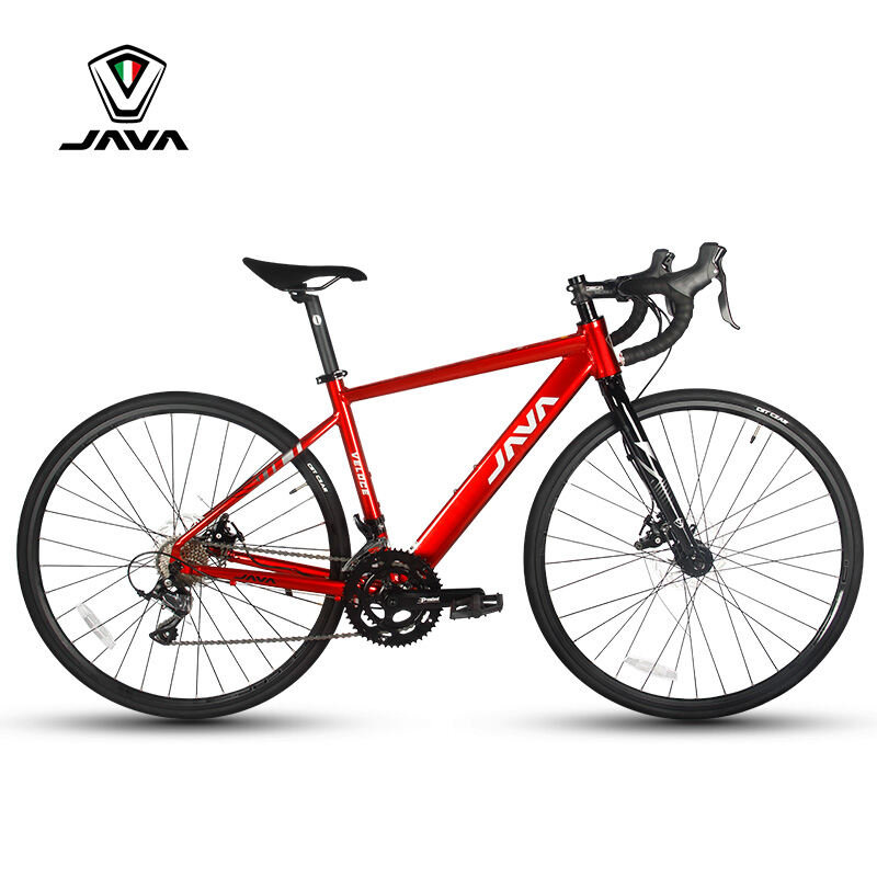 Java Aluminum Road Bike with Double Disc Brakes and 18 Speeds