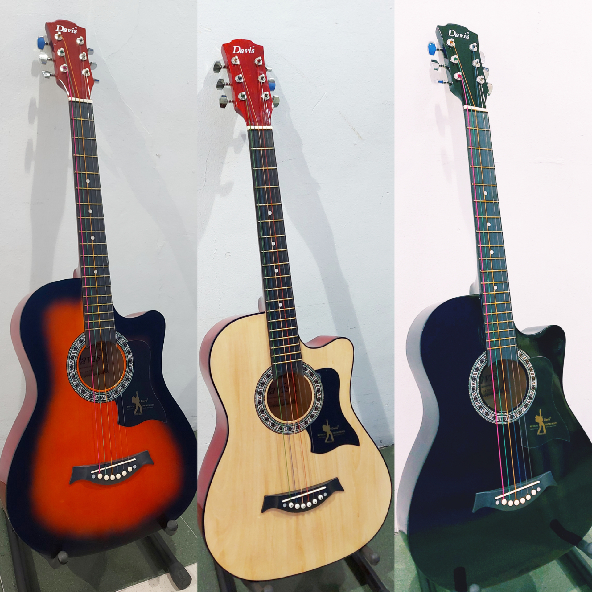 Davis Junior Acoustic Guitar with Freebies and Colorful Strings