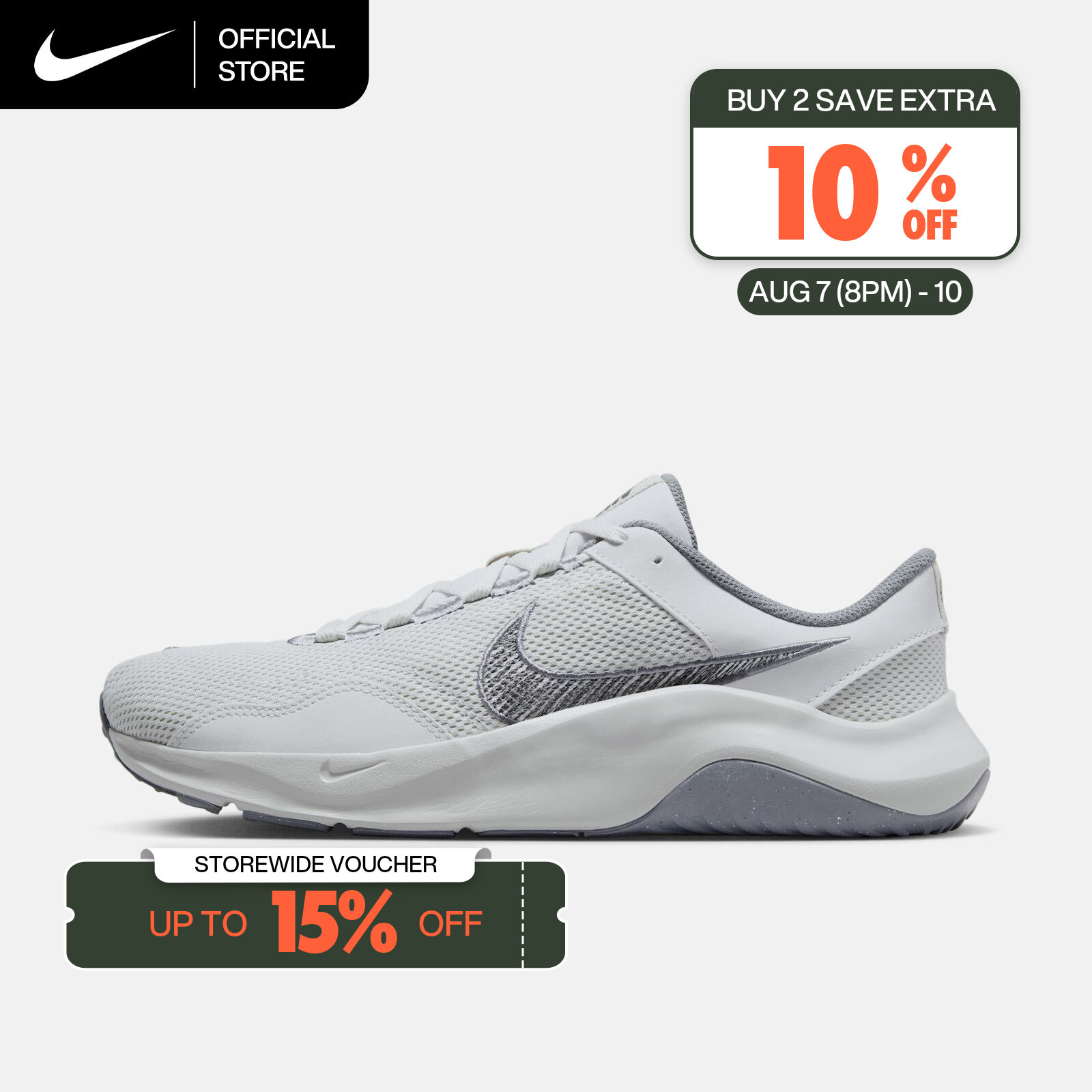 Nike Metro Tek Men\'s Size 10 White Silver Running Athletic Shoes HM9493 103 Nike Men main image 2