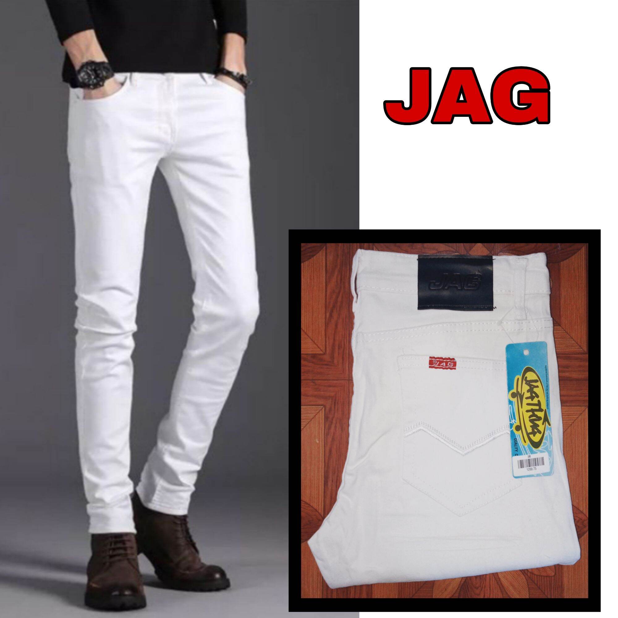 plain white Stretchable skinny jeans 