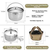 Campingmoon | Large Capacity Single-handed Stainless Steel Cooking Pot for Camping and Home Use