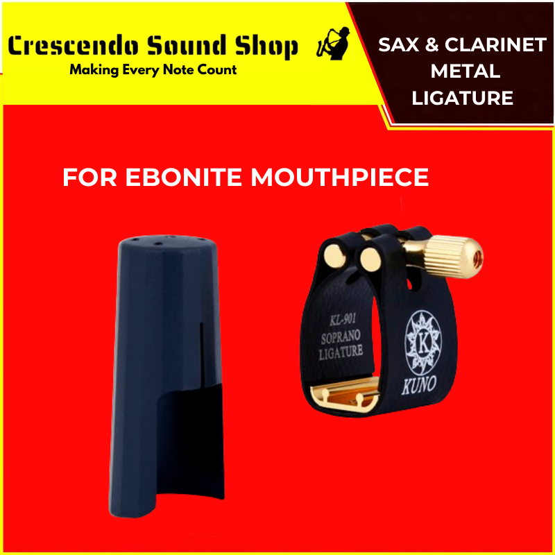 Kuno Soprano Sax/Alto Sax/Tenor Sax/Baritone Sax/Clarinet Saxophone Leather Ligature With Metal for Ebonite Mouthpiece KL901-905