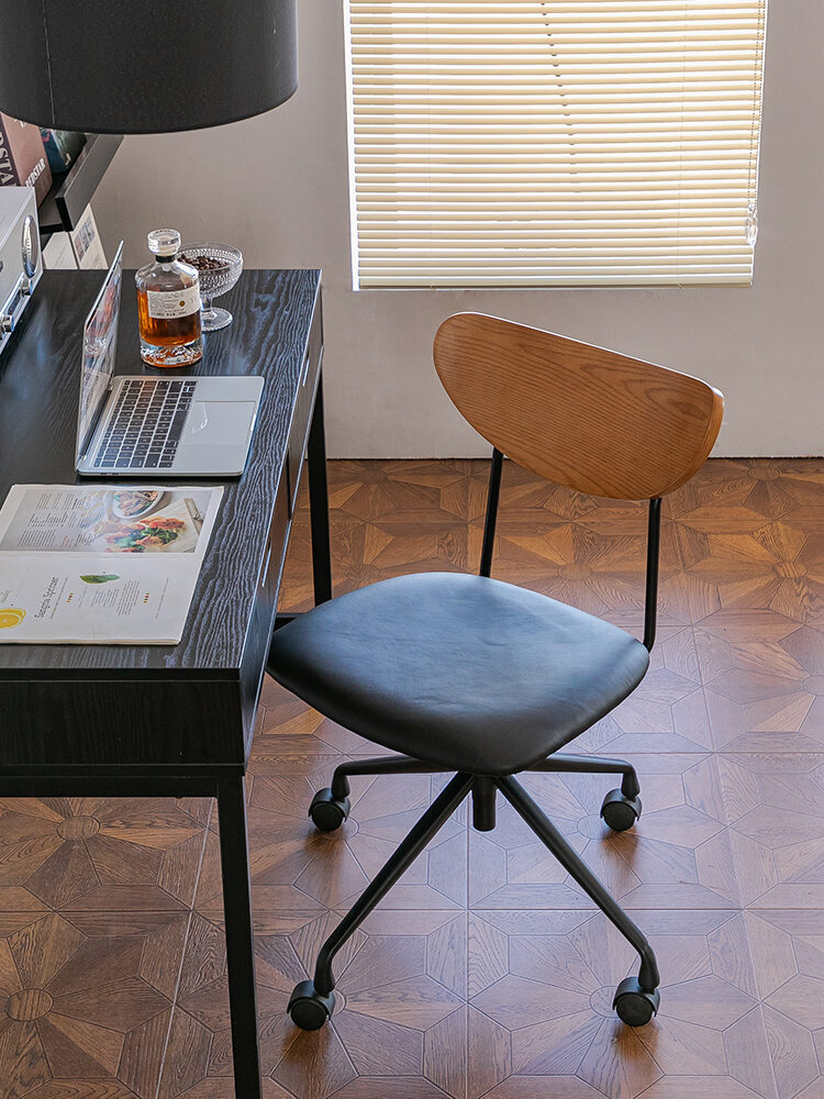 Genuine Leather Study Office Chair Italian Vintage Computer Desk Chair Comfortable Long Sitting Rotatable Chair Home Furniture Presyo 11,533 Piso*Libreng Shipping