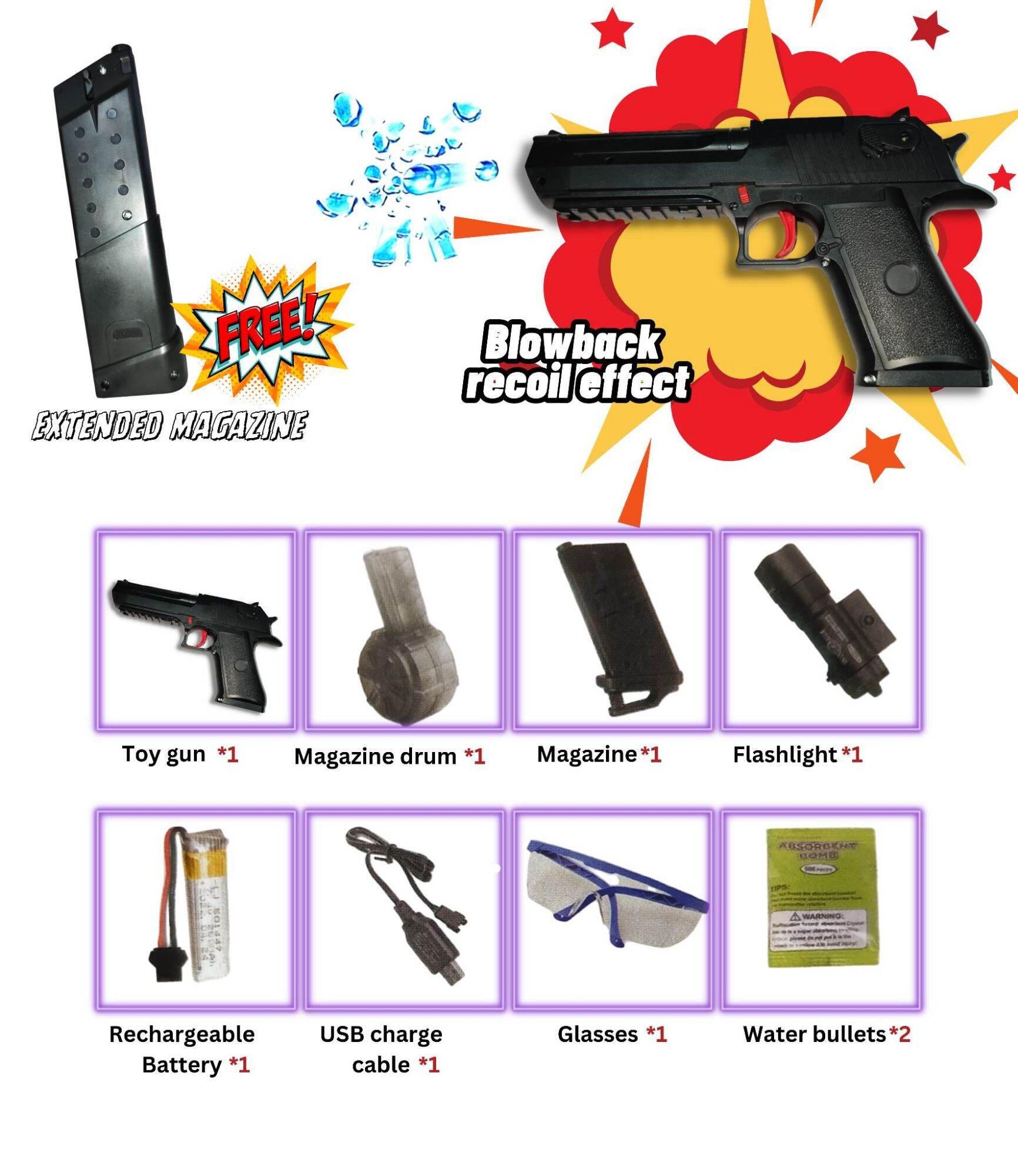 Gel Blaster Desert Eagle Blowback Bullet Electric Gel Splatter Ball Gun Water Bead Blaster Automatic Manual Shooter Toy