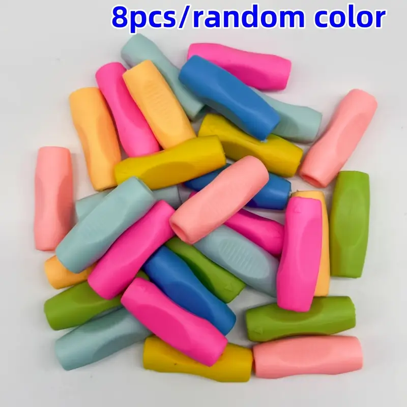 8pcs Silicone Pencil Grips - Ergonomic Adjustable Holders for Kids Posture Correction Non-Slip & Durable for School & Office