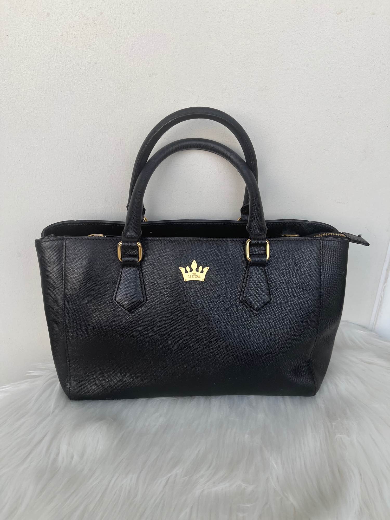 Preloved J. Estina Black Saffiano Hand Bag (Guaranteed Authentic