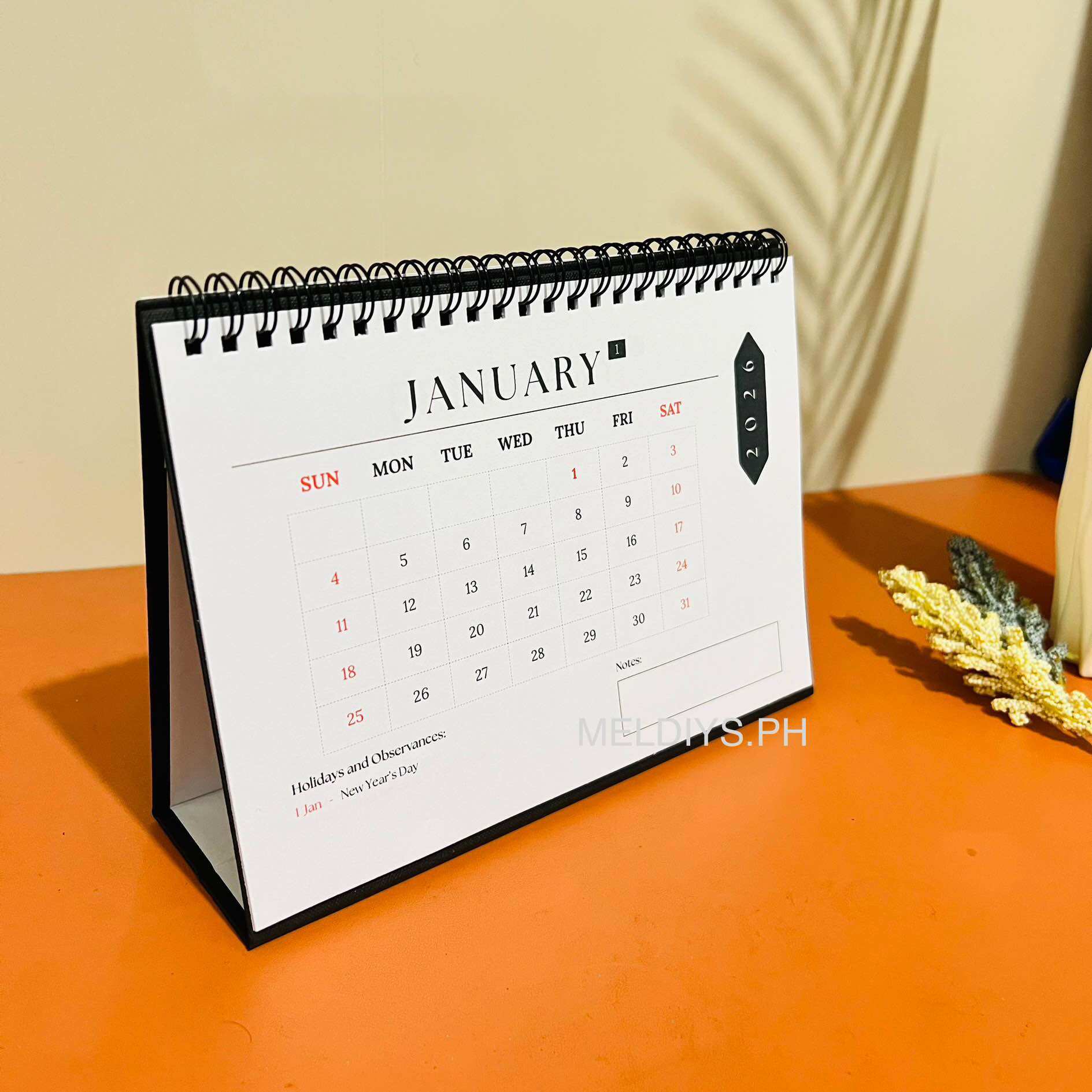 Minimalist Hardbound Desk Calendar Year 2026 / 3-Design