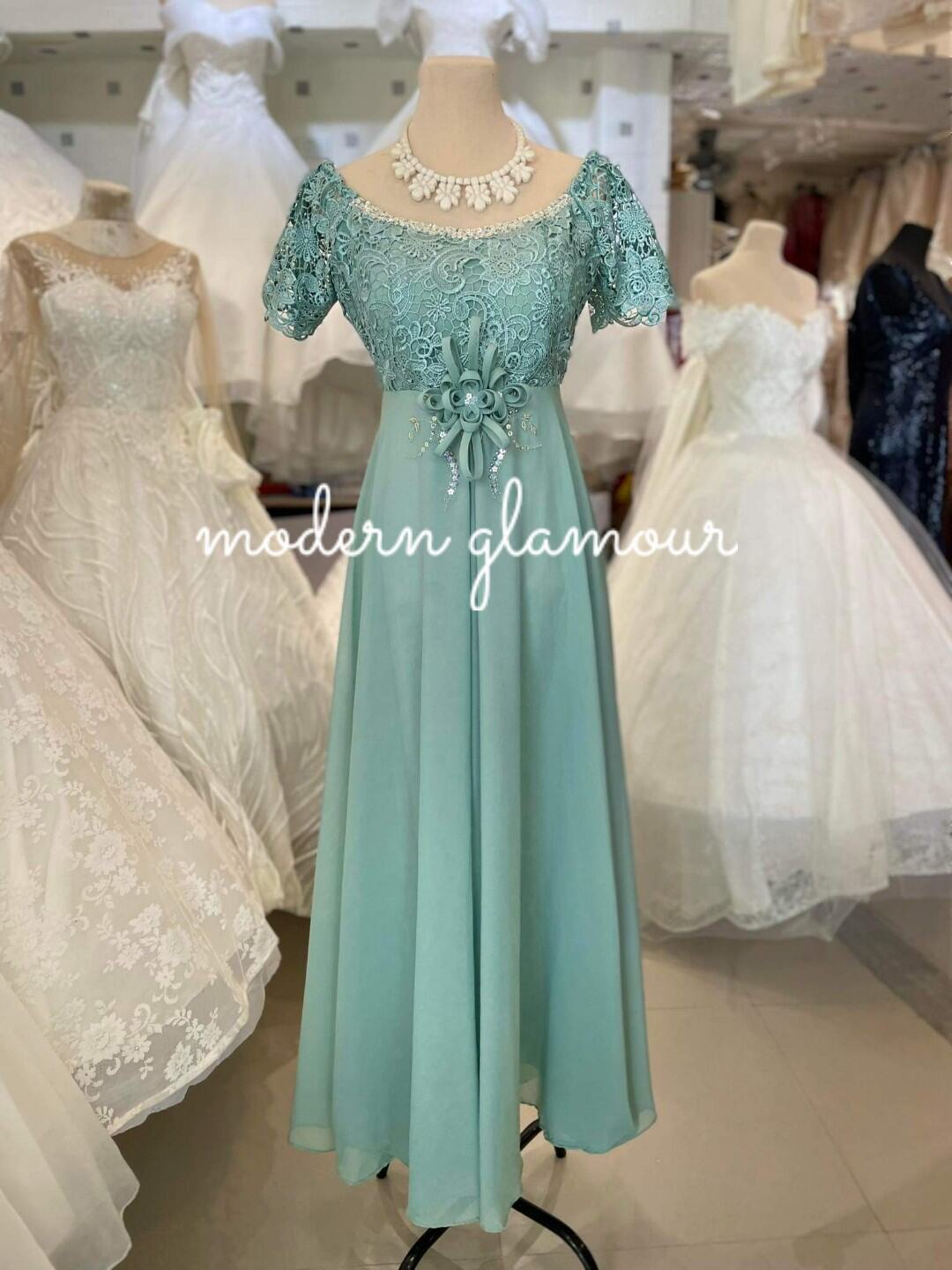 SAGE GREEN NINANG PRINCIPAL SPONSOR MOTHER OF THE BRIDE GROOM GOWN Lazada PH