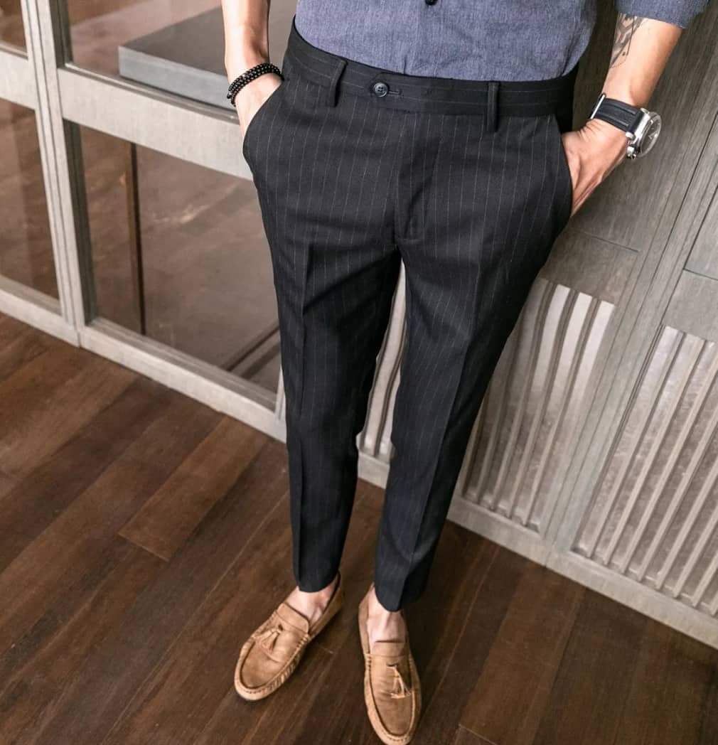New Arrival Men's Stripe Suit Pants Casual Korean Style Stripe Trousers  Breathable Slacks for men Office