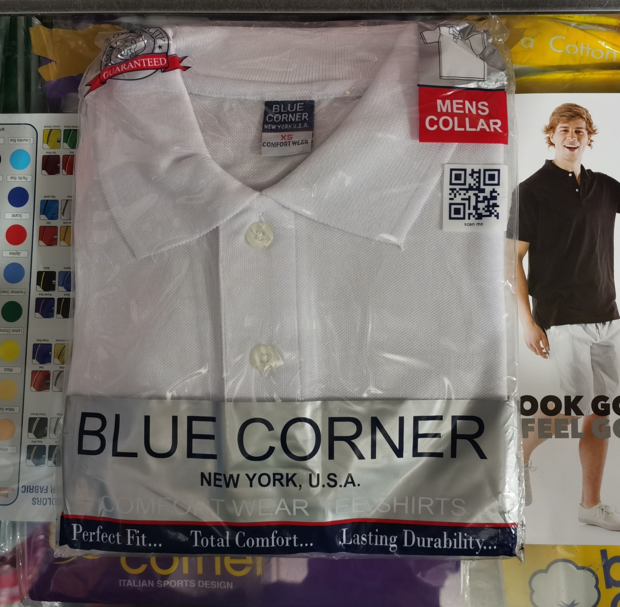 Blue Corner Polo Shirt For Mens Adult White