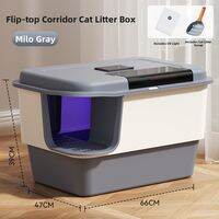 SHENJINGMAO | Splash-Proof Odor-Blocking Corridor Cat Litter Box Extra Large