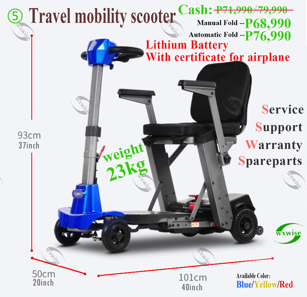 wxwise foldable battery mobility scooter for elderly and PWD