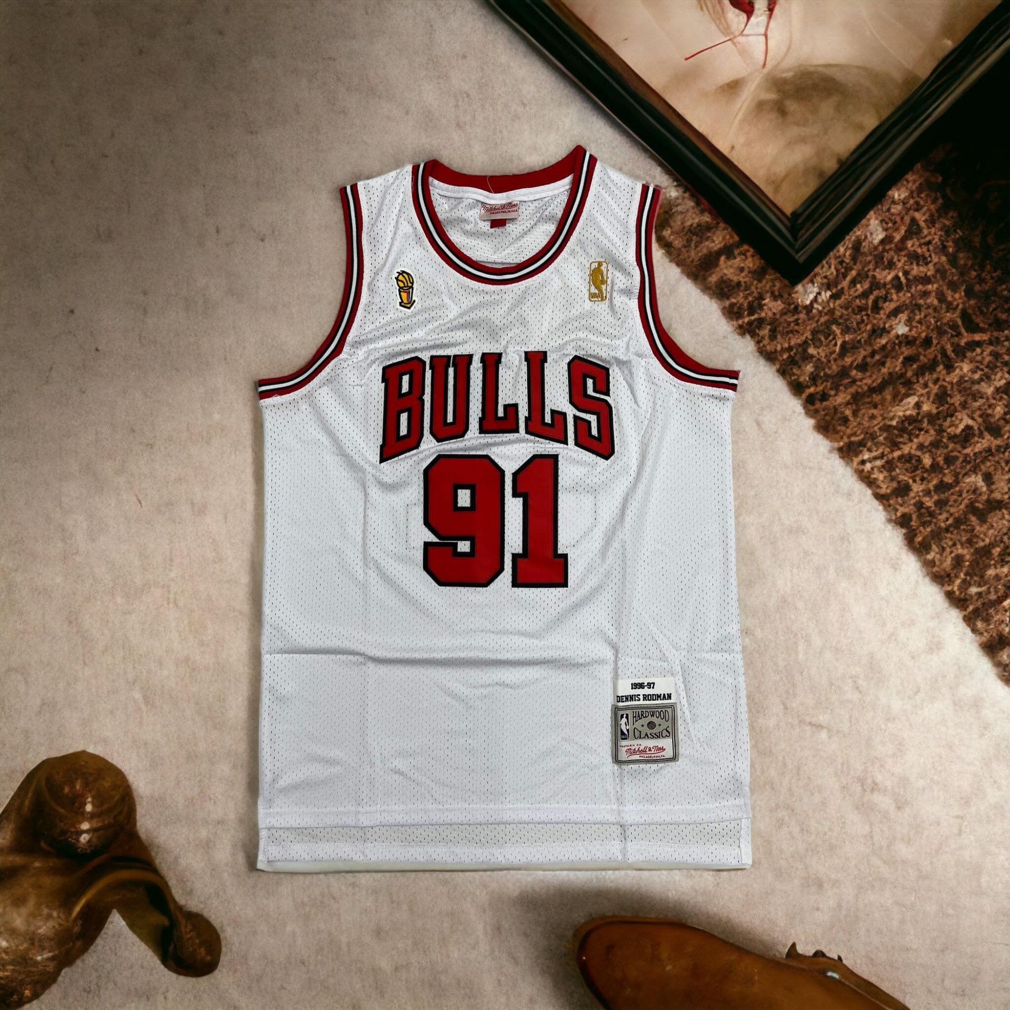 1998 Chicago Bulls Dennis Rodman 91 Jersey Lapel 