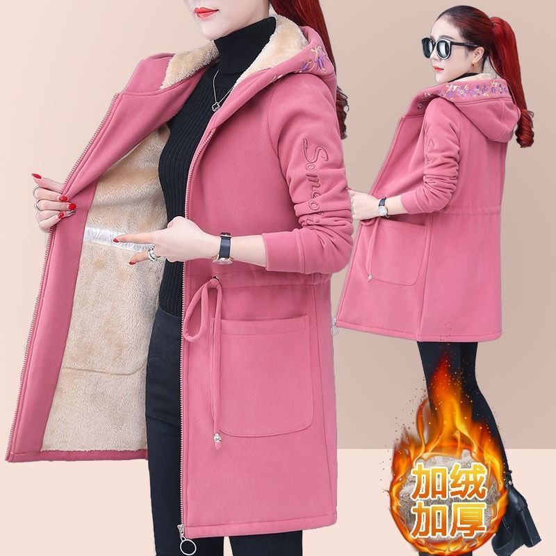 Fleece-Lined Thick Lambskin Woolen Coat Women 'S 2021 New Autumn And Winter Korean Style Loose Mid-Length Coat Fashion