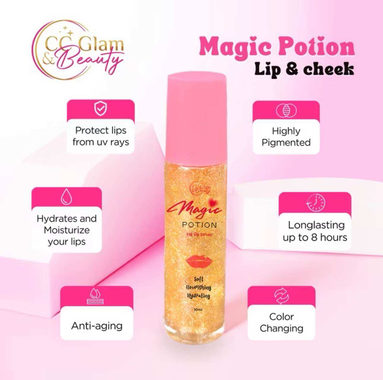 CC GLAM Magic Potion 10ml Lip & cheeks Roll on with 24k Gold