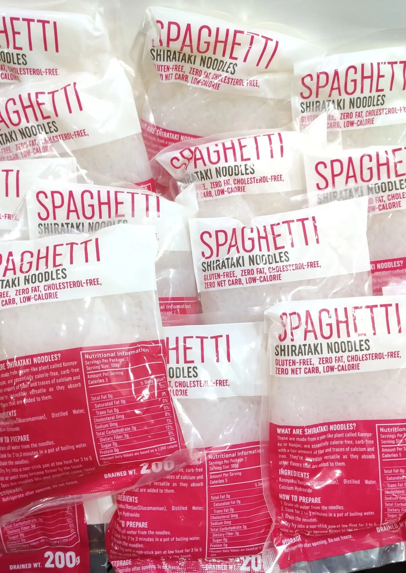 SHIRATAKI spaghetti noodles 200g zero net carb for keto low carb diet