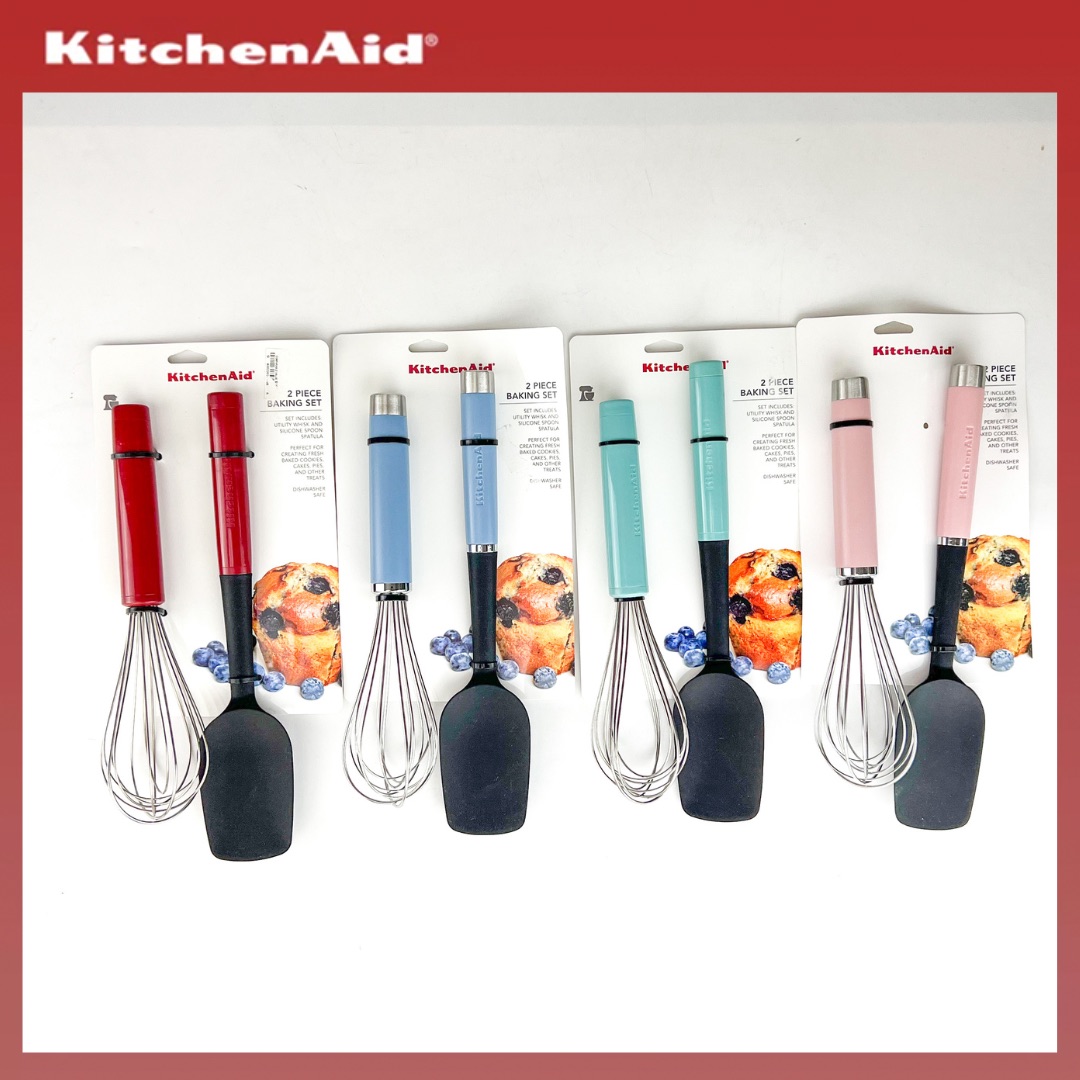 KITCHEN AID 2 Piece Baking Set Utility Whisk And Silicone Spoon Spatula  (Blk/Red)