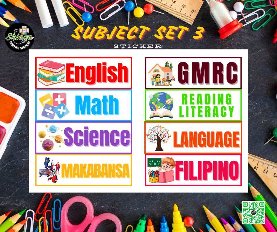 SUBJECT STICKERS FOR NOTEBOOK 8pcs SKIEGE