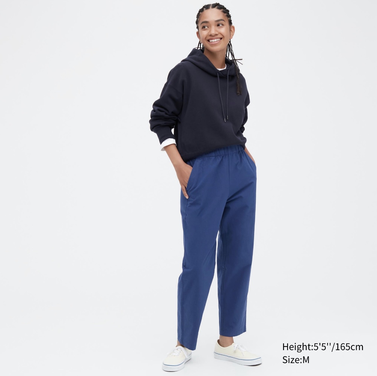 Uniqlo - Beige All Day Wear High Waisted Trousers Cotton | SilkRoll
