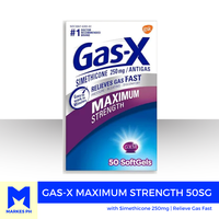 Gas-X Maximum Strength Gas Relief 50 Softgels with Simethicone 250 mg Antigas | Best Before 05/2028