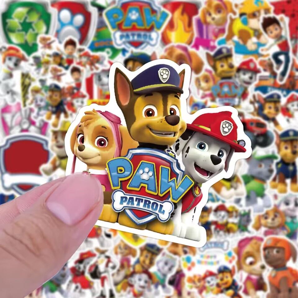 Paw Patrol | 50PCS PAW Patrol Stickers Cartoon PVC Decals DIY Decoration Waterproof Skateboard Luggage Phone Fridge Car Gifts