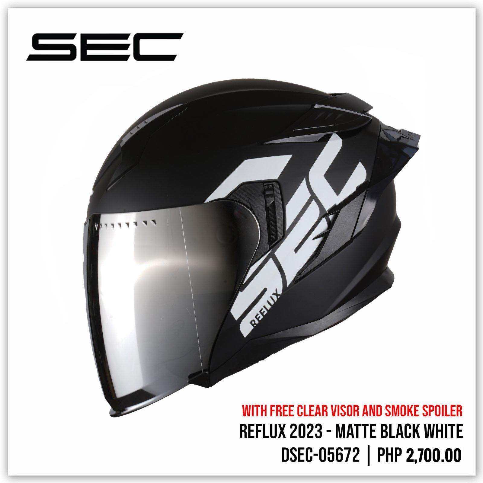 sec reflux half face dual visor helmet with Free Clear Lens & Spoiler