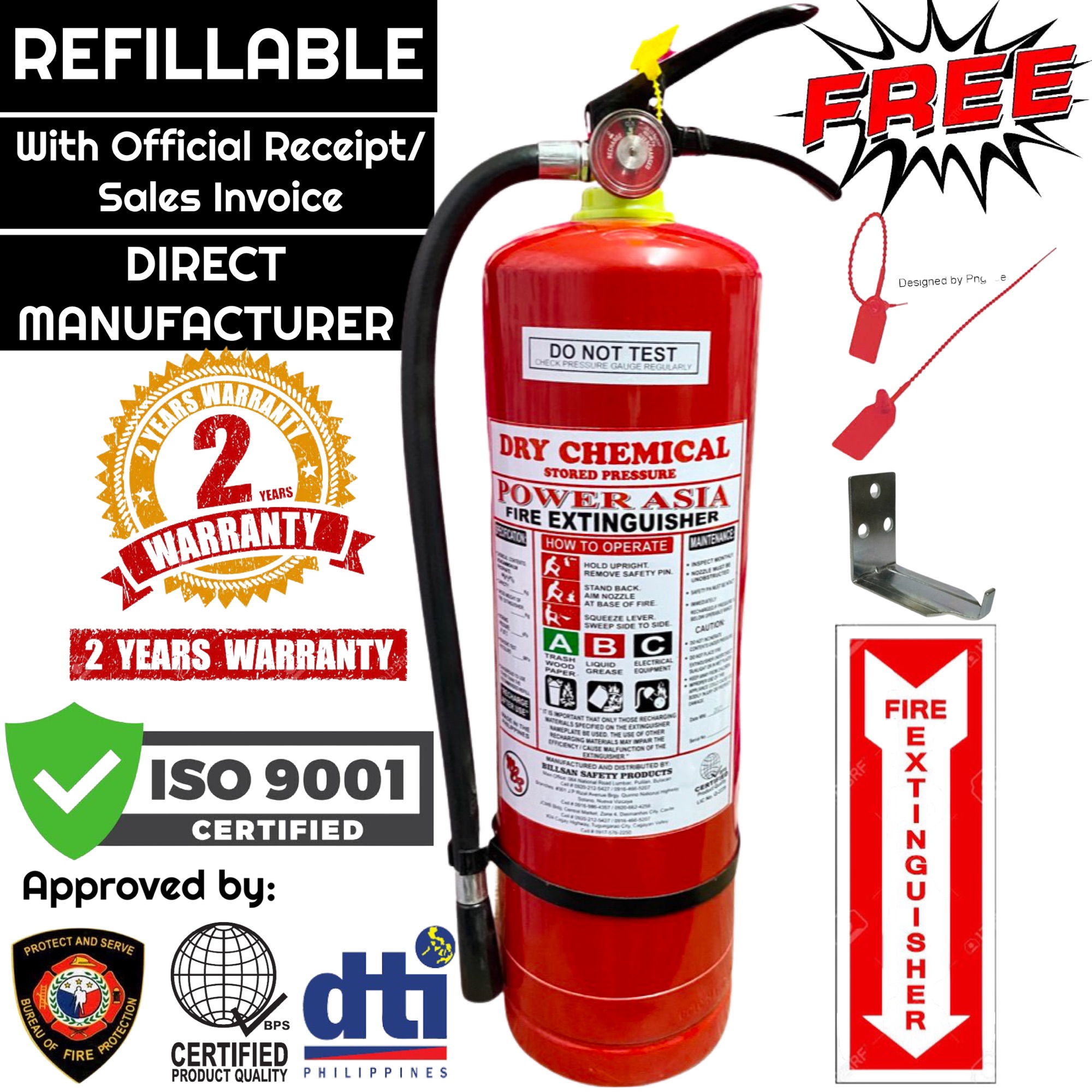 Power Asia 10lbs Dry Chemical Abc Type Fire Extinguisher