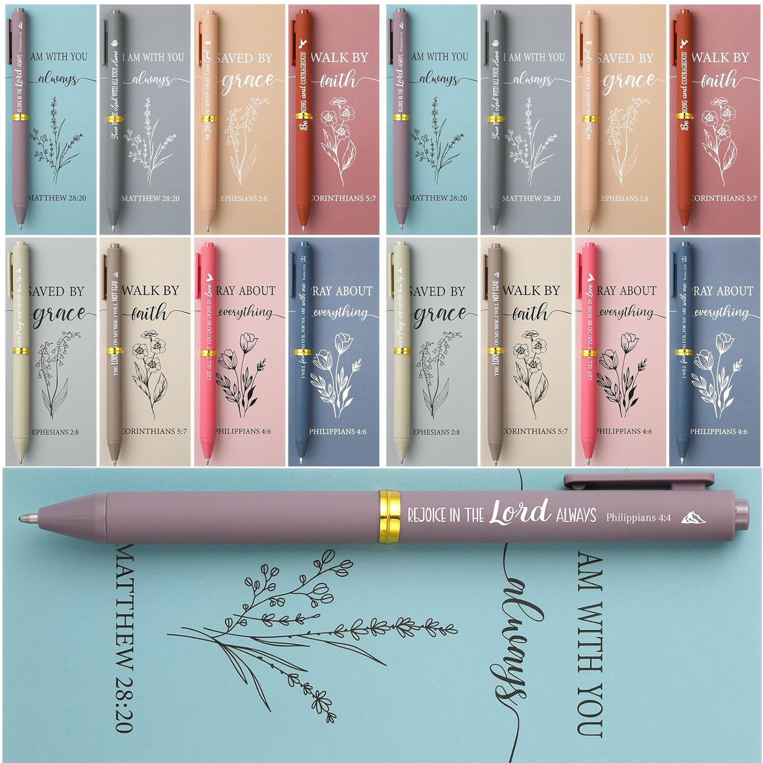 8/16/24 Sets Inspirational Pens With Card Christian Scripture-Themed Round Stylus Gift For colleague/Staff/Nurse Fashion Edition