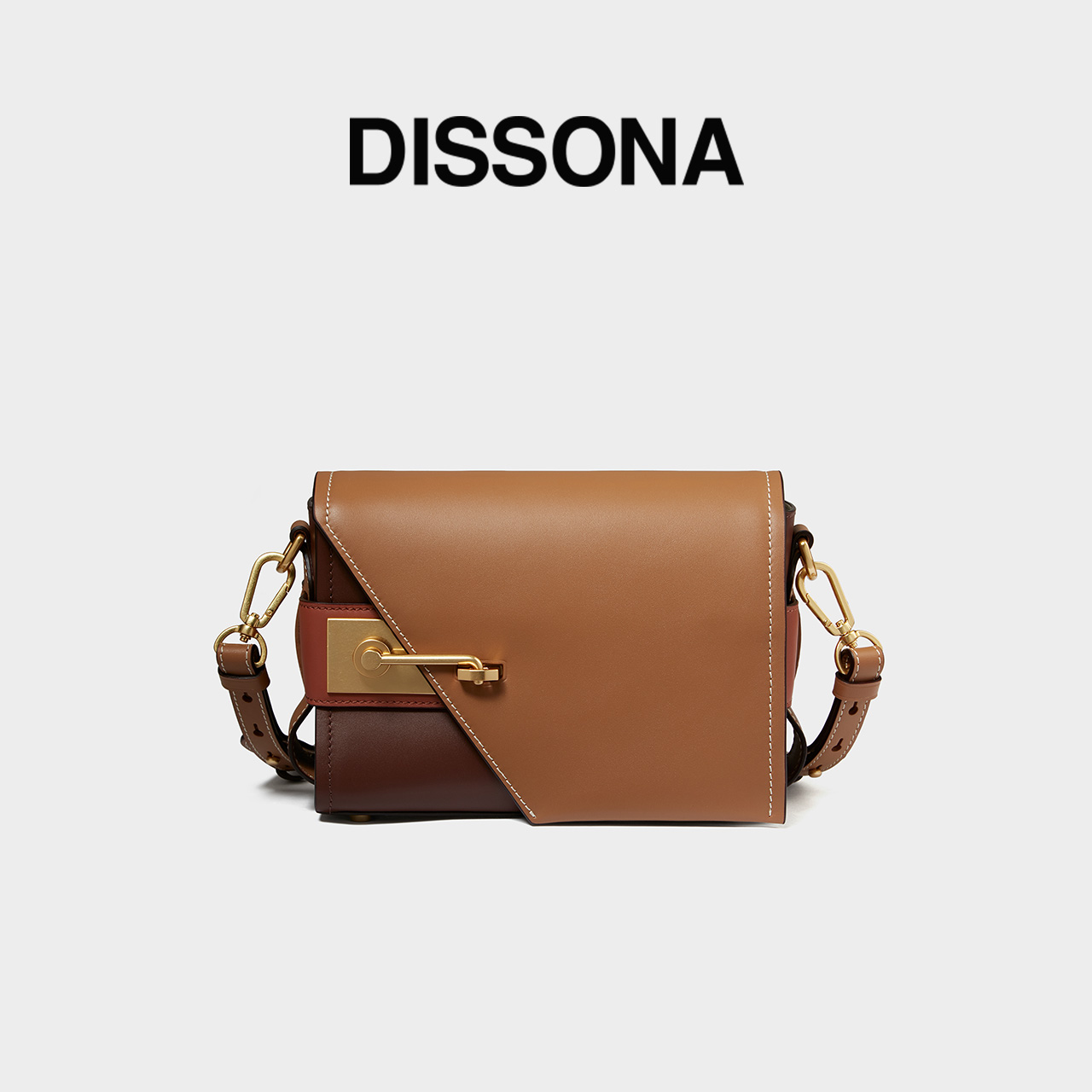 Dissona Dissona Women's Bag Lock Series Textured One-Shoulder Bag Crossbody Bag  Handbag Fancy Small Square Bag