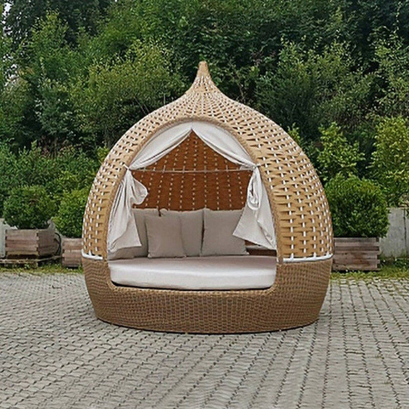 Outdoor Leisure Rattan Celebrity Bird's Nest Large round Bed Courtyard Garden B & B