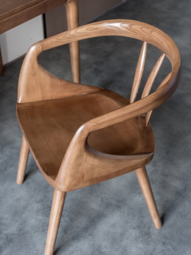 Chinese Zen Chair Tea Chair Solid Wood Chair Walnut Rattan round Chair