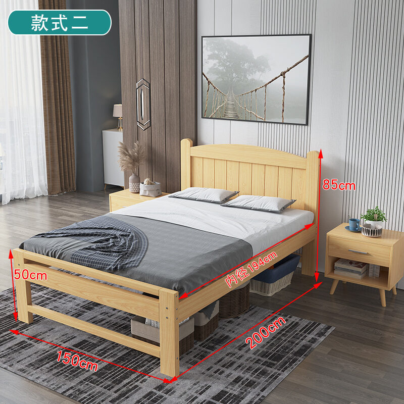 Solid Wood Bed Single Double Bed High Leg Adult Bed Unpainted Children