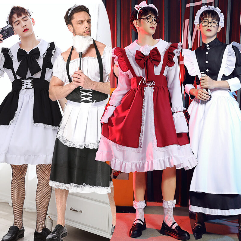 Maid Outfit Cosplay Lolita Set Clothes Vintage Men Women Japanese Style  Cute