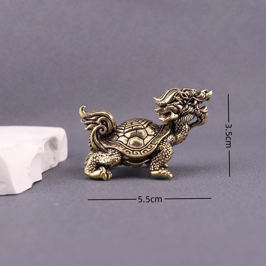 Good Fortune Brass Dragon Turtle Decorative Figurine