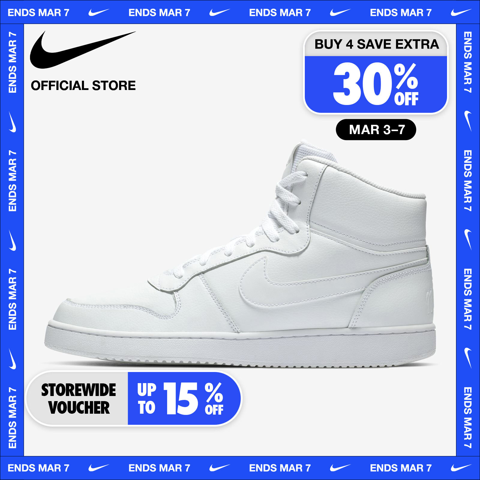 Nike ebernon white clearance mid