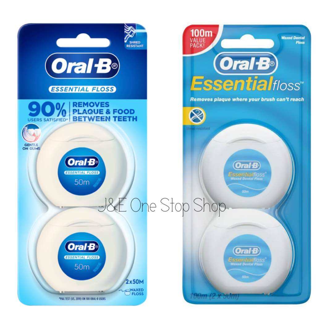 Oral B Essential Floss Mint Waxed 50 meters, Pack of 2