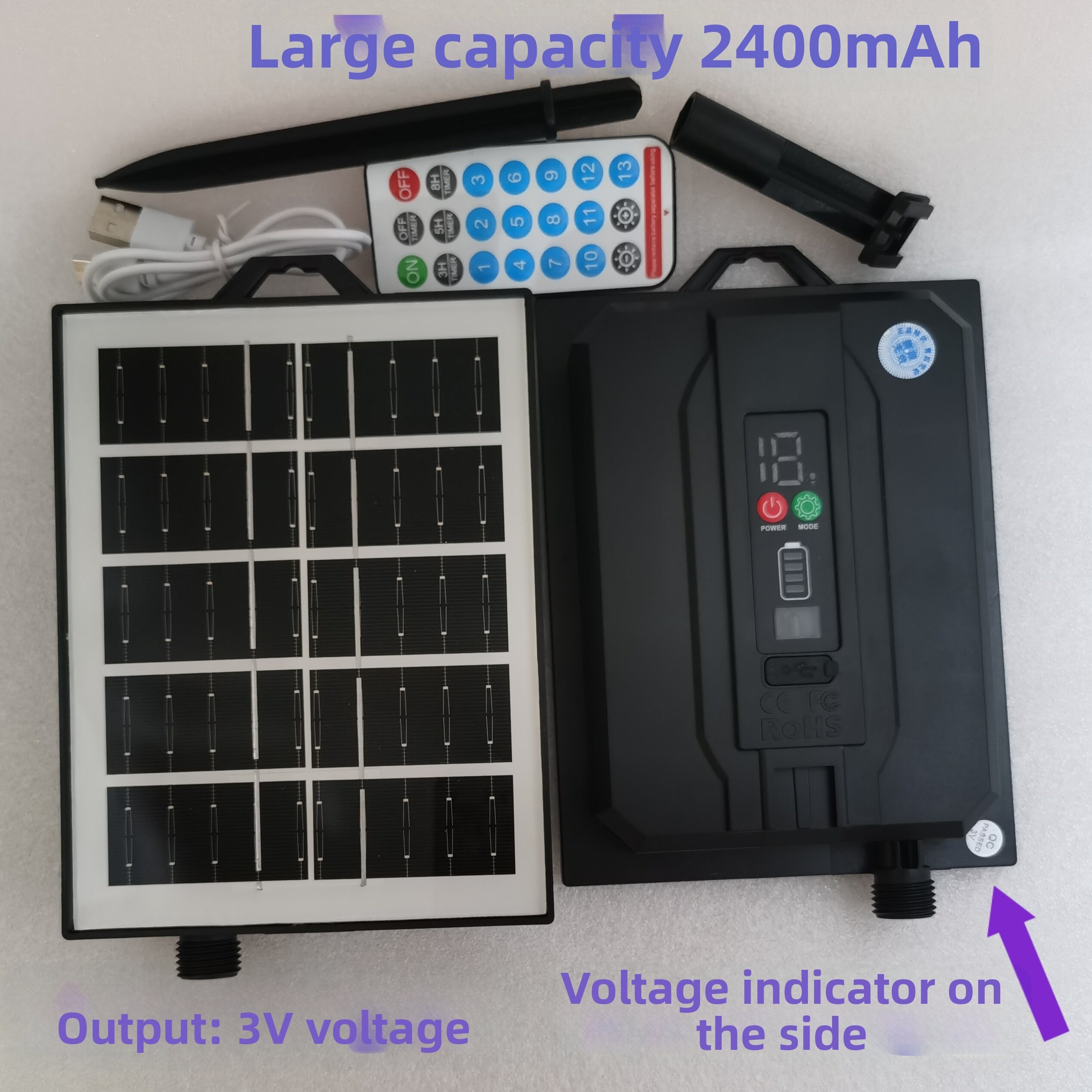 Super Large 2400mAh 24V31V Solar Panel Outdoor Waterproof Christmas Colorful String Lights Solar Charging Board LED Nordic Style