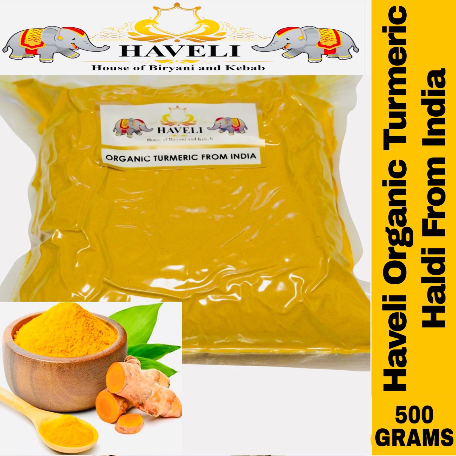 Haveli Organic Turmeric Haldi From India 500Grams