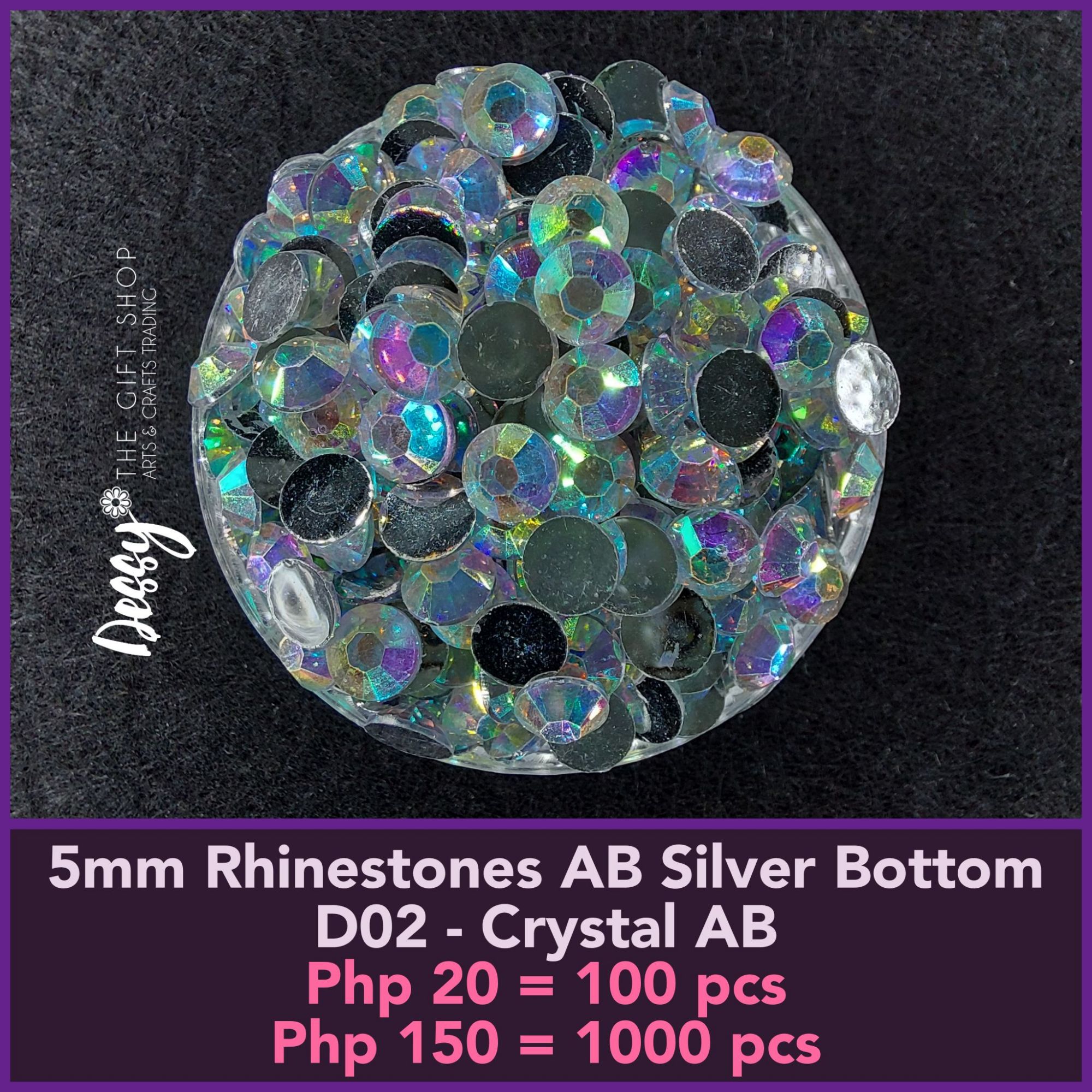 3mm Rhinestones AB Silver Bottom - Crystal AB - 100 pcs