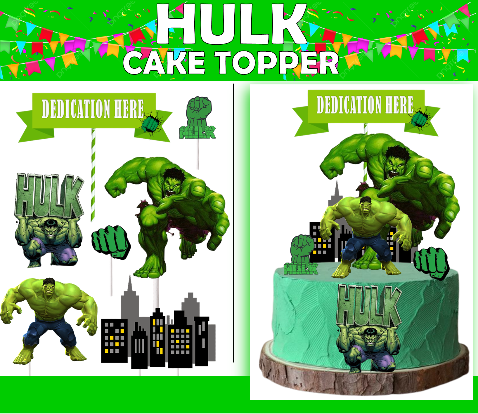 THE HULK SUPERHERO CAKE TOPPER PERSONALISED GLOSSY CARDSTOCK DECORATION |  eBay