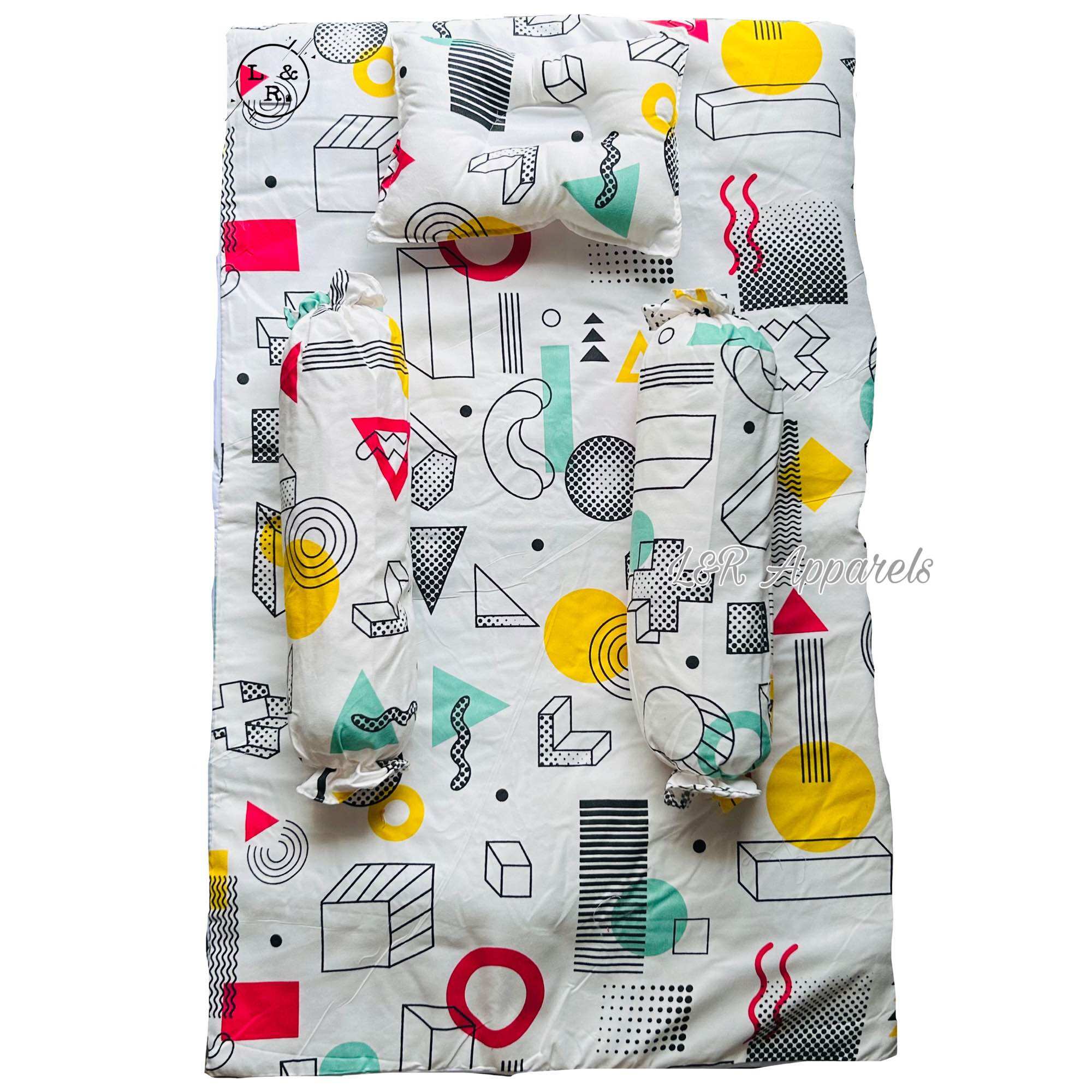 Cotton 5 in 1 Cribset ( Regular cribset for baby ) with matress 2 pillow hotdog and 1 pillow head 1 Transparent Bag