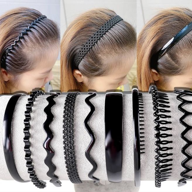 5 pcs Metal Hairband Headband Men Women Plastic Sports Fitness Hair Band  Hoop Headband (random design /assorted only )