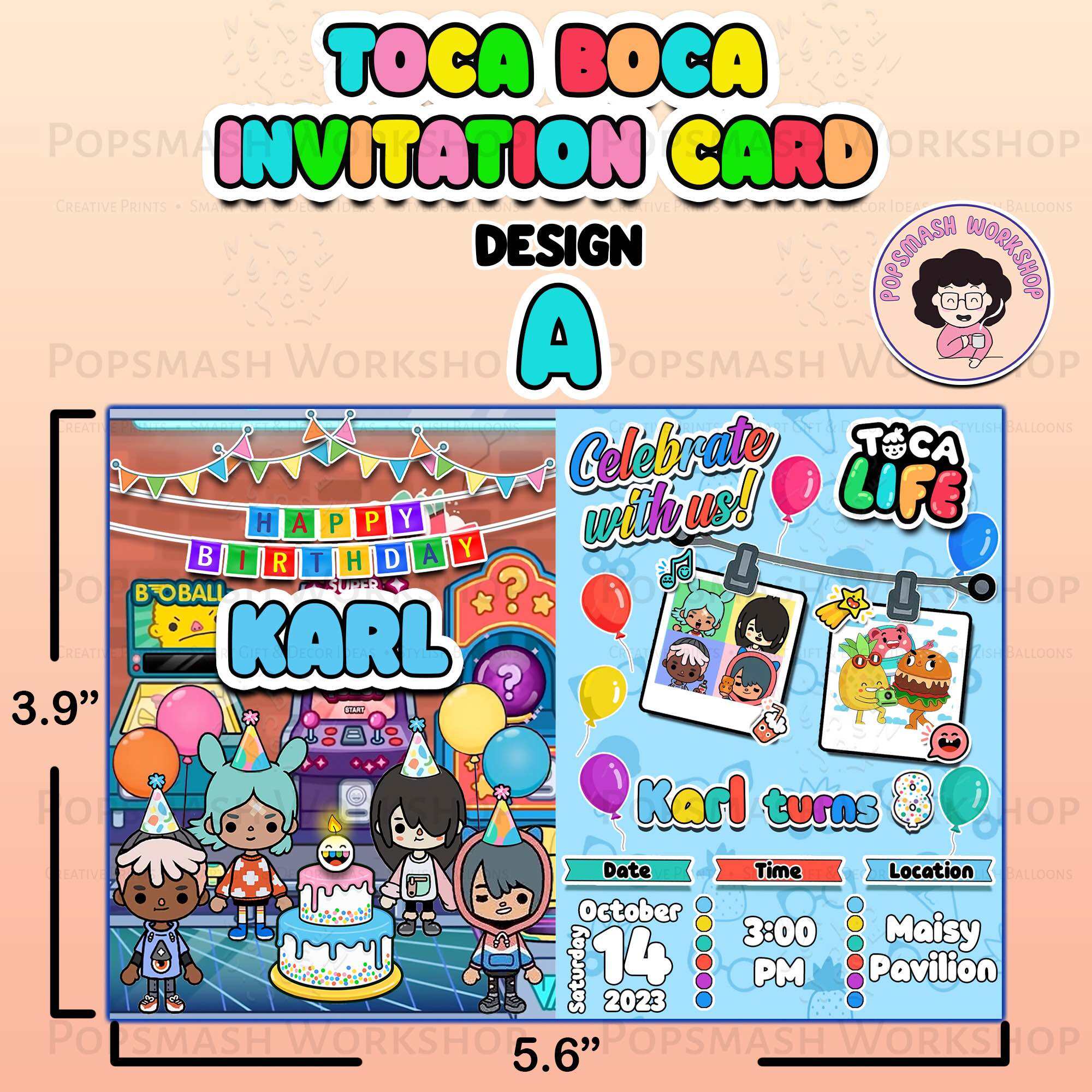 Toca boca Invitation Customizable Template Instant Download