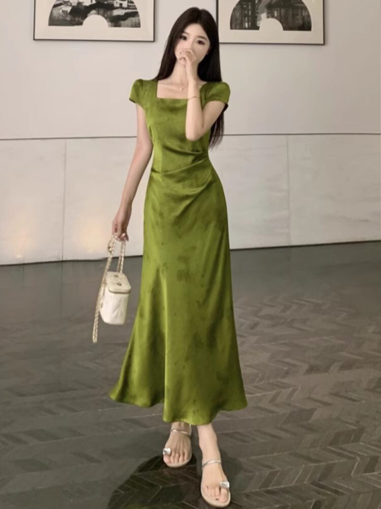Shop Green Satin Dress Cheap  Fast & Easy | Lazada Philippines
